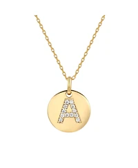 Suzy Levian New York Suzy Levian Sterling Silver Cubic Zirconia Letter "A" Initial Disc Pendant Necklace