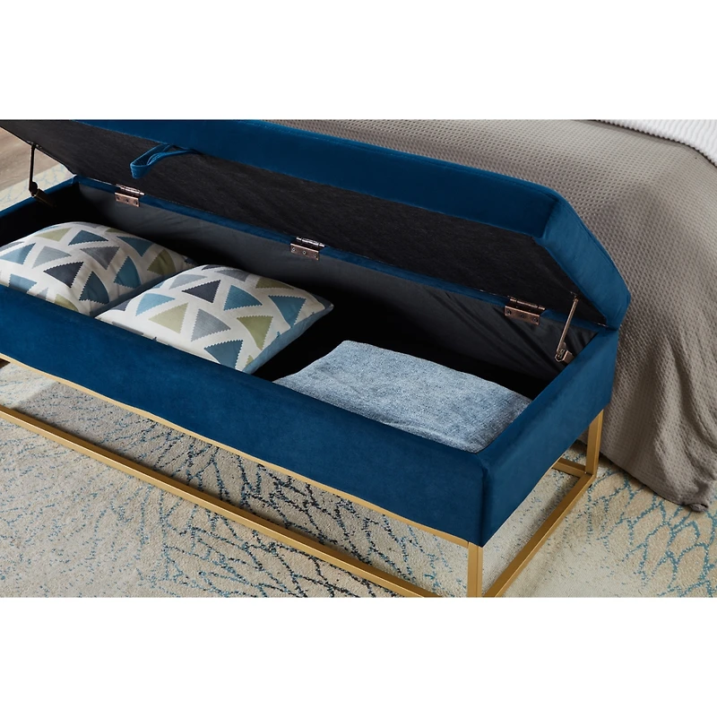 58.6" Bed Bench Metal Base with Storage Velvet