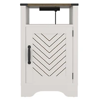 Streamdale Furniture Rustic Farmhouse Nightstand with Charging Station - White & Oak