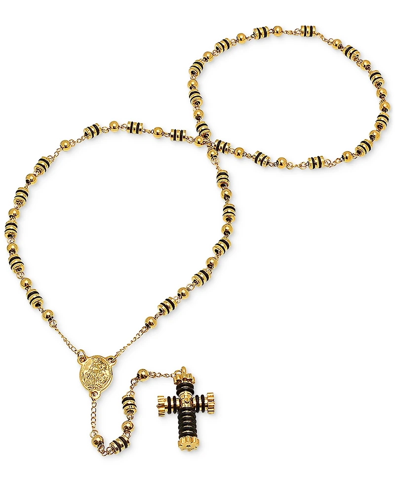 Steeltime Men's Stainless Steel Prayer Rosary 27" Lariat Necklace