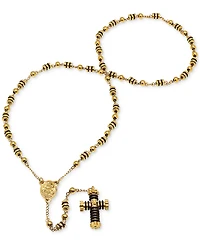 Steeltime Men's Stainless Steel Prayer Rosary 27" Lariat Necklace