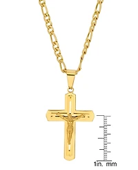 Steeltime Men's Gold-Tone Crucifix Pendant 24" Necklace