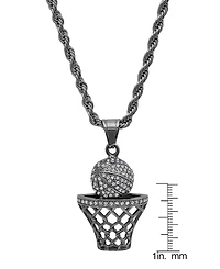 Steeltime Men's 18K Gold Plated stainless steel Basketball Hoop Simulated Diamond Pendant