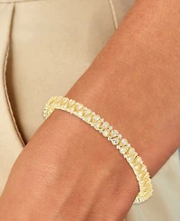 Cubic Zirconia Pear & Round Tennis Bracelet in 14k Gold-Plated Sterling Silver