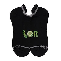 Muk Luks Men's 6 Pack Pickleball Ankle Socks, Black/Green, One Size