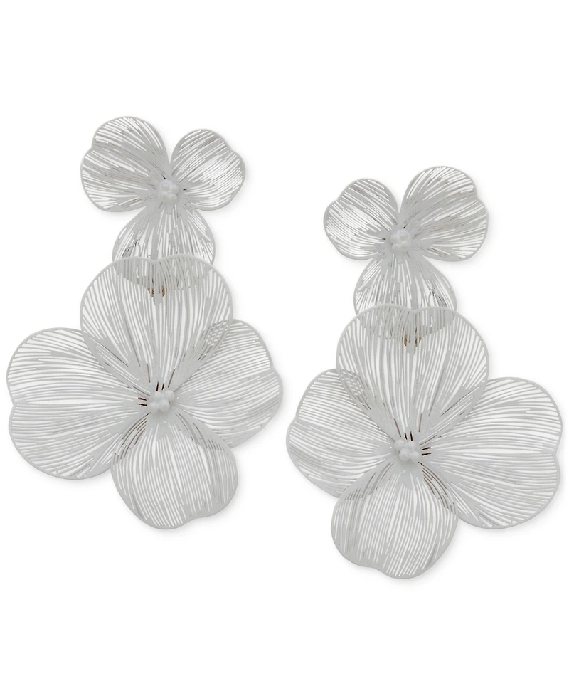 lonna & lilly Gold-Tone Openwork Flower Double Drop Earrings