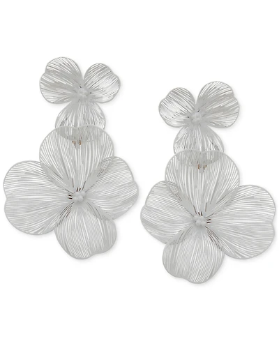 lonna & lilly Gold-Tone Openwork Flower Double Drop Earrings