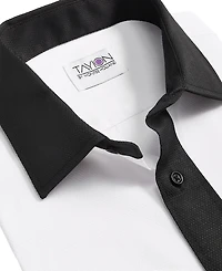 Tayion Collection Men's Slim-Fit Black Trim Solid Dress Shirt