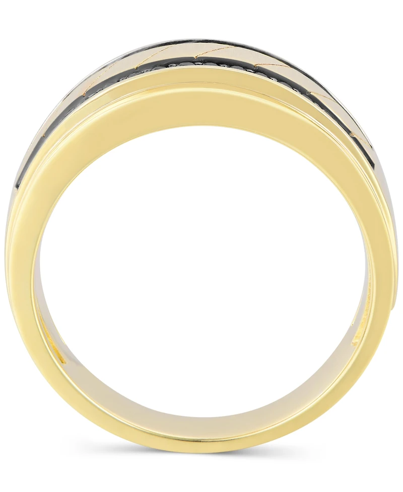 Men's Black Diamond Double Row Band (1/3 ct. t.w.) 10k Gold (Also Light Brown Diamond)