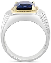 Men's Lab-Created Sapphire (7-1/2 ct. t.w.) & Diamond (1/6 ct. t.w.) in Sterling Silver & 10k Gold (Also in Lab-Created Ruby)