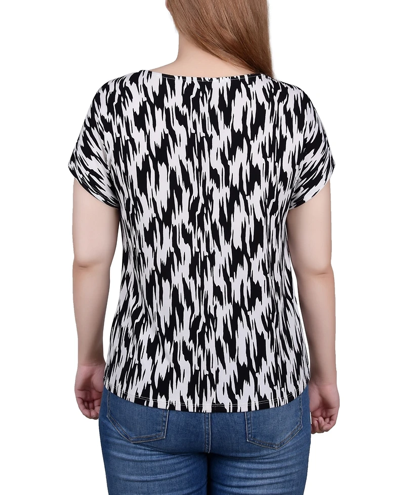 Ny Collection Petite Short Sleeve Extended Tunic Top