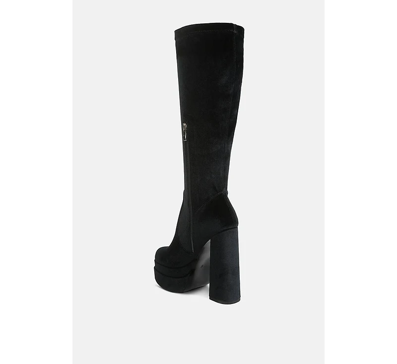 lazuli high block heel velvet boot