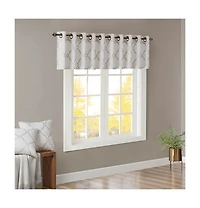 Madison Park Saratoga Fretwork Print Grommet Top Window Valance for Bedroom, 18 inch valances windows Living Room, Width 50 length inches,