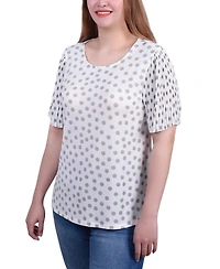 Ny Collection Petite Pleated-Sleeve Top