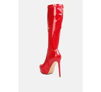 Shawtie High Heel Stretch Patent Calf Boots