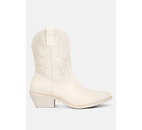 Hasting Patchwork Detail Low Heel Cowboy Boots