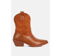 Hasting Patchwork Detail Low Heel Cowboy Boots