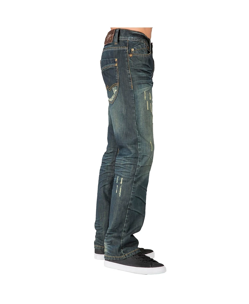 Men's Relaxed Straight Handcrafted Wash Premium Denim Signature Jeans