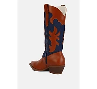 Fallon Faux Leather Patchwork Cowboy Boots