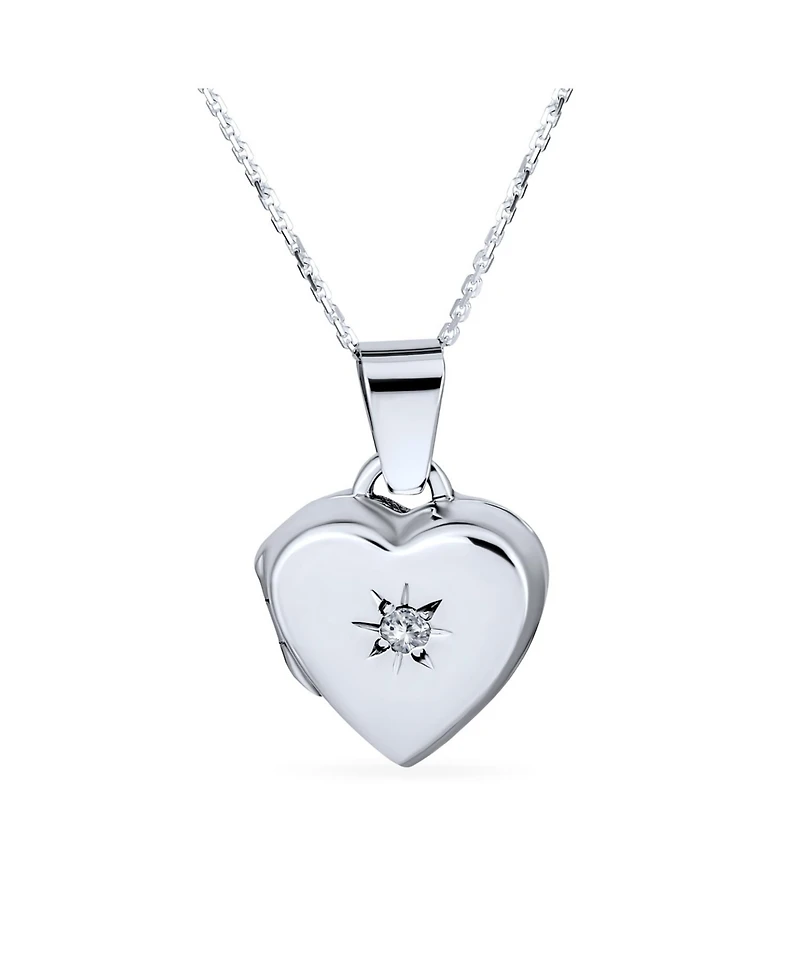 Bling Jewelry Small Cz Carved Floral Flower Initial Heart Shape Photo Locket Hold Pictures Sterling Silver Lockets Necklace Pendant