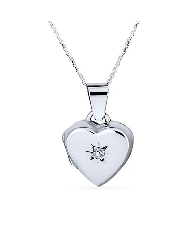 Bling Jewelry Small Cz Carved Floral Flower Initial Heart Shape Photo Locket Hold Pictures Sterling Silver Lockets Necklace Pendant