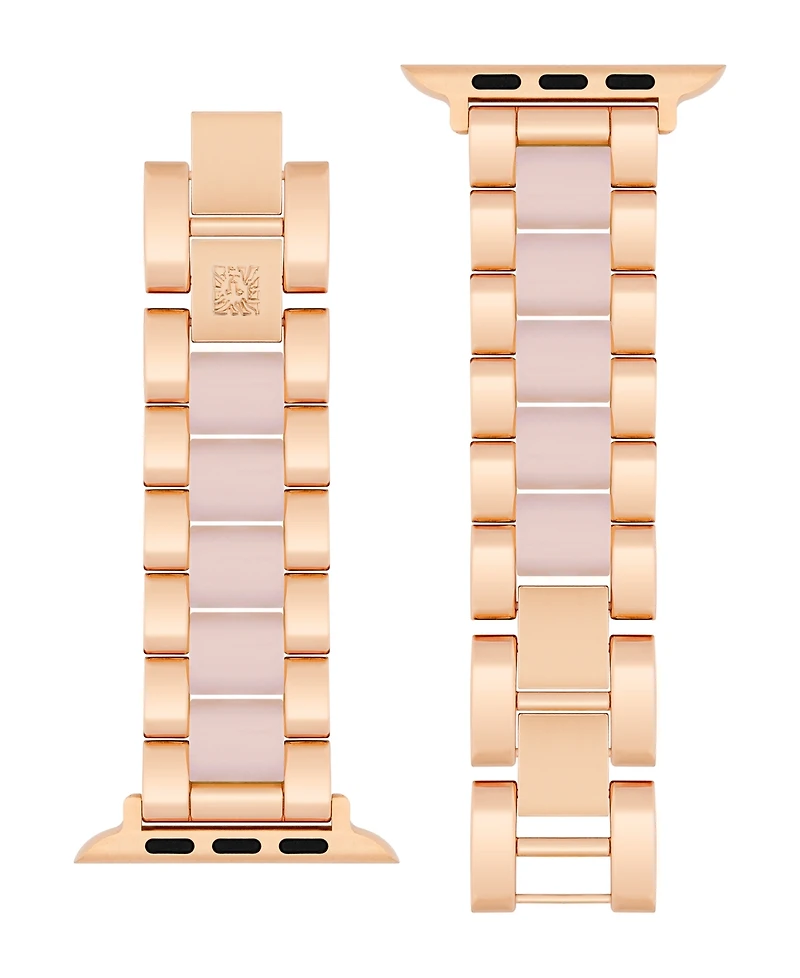 Anne Klein Women's Iridescent Acetate with Rose Gold-Tone Alloy Metal Link Bracelet designed for Apple Watch 42mm (Series 1-3 only) & 44/45/46/49mm (U