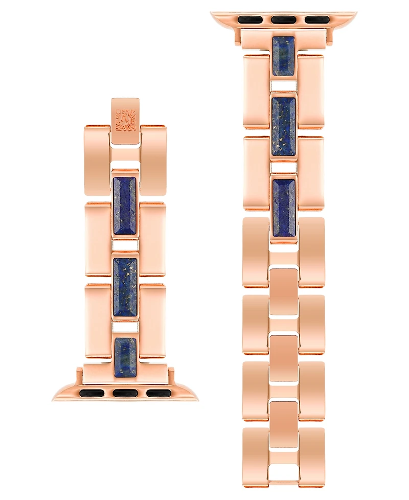 Anne Klein Women's Rose Gold-Tone Alloy Metal Bracelet with Genuine Blue Lapis designed for Apple Watch 42mm (Series 10) & 38/40/41mm