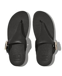 FitFlop Women's Lulu Crystal-Buckle Leather Toe-Post Sandals