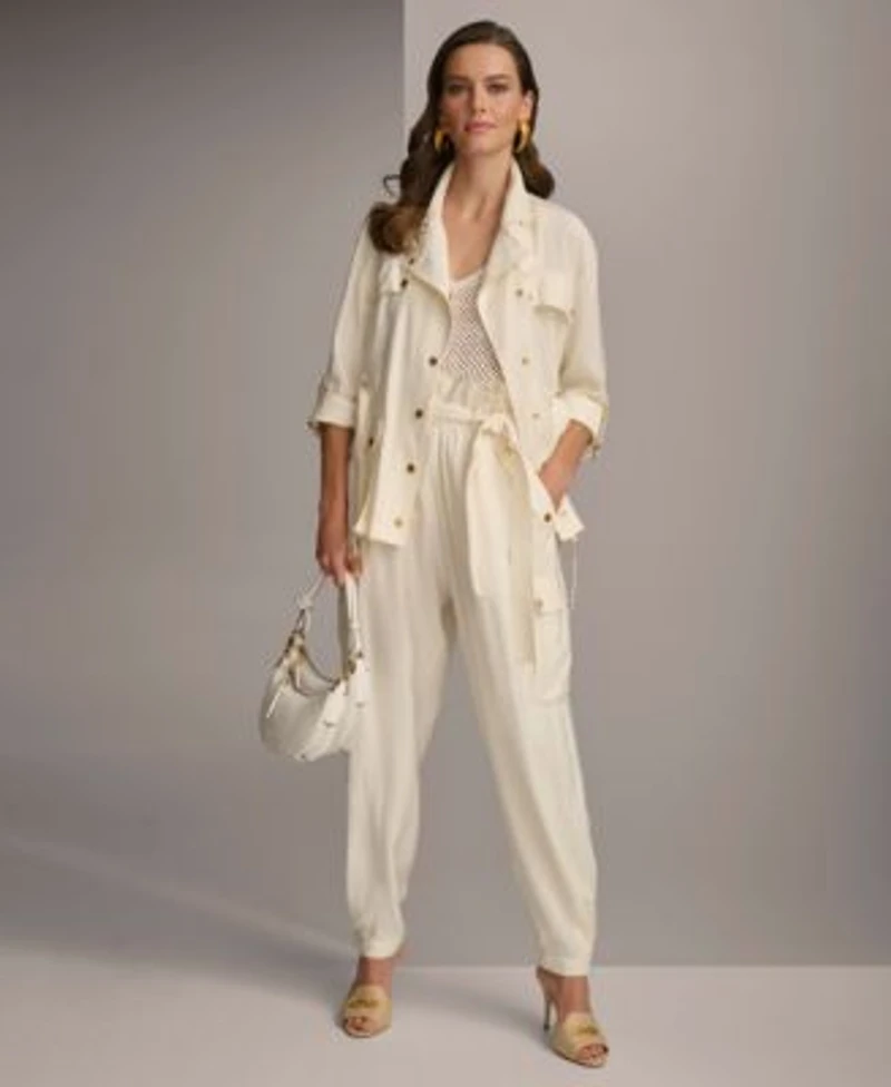 Donna Karan New York Womens Utility Jacket Belted Cargo Pants