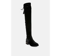 Rumple Velvet Over The Knee Clear Heel Boots