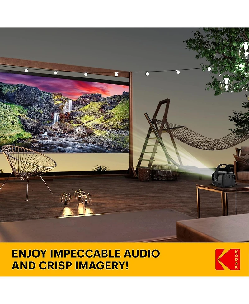 Kodak Flik X2 100” Mini Projector, Portable Pico Projector - Black