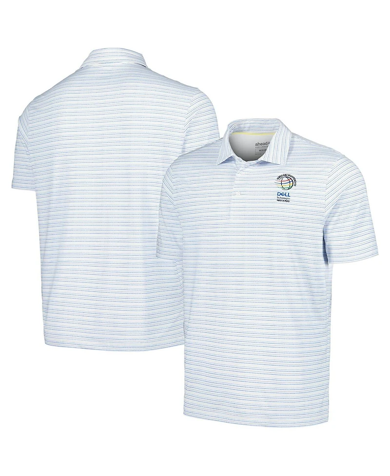 Men's Ahead White Wgc-Dell Technologies Match Play Islander Feed Striped Polo Shirt