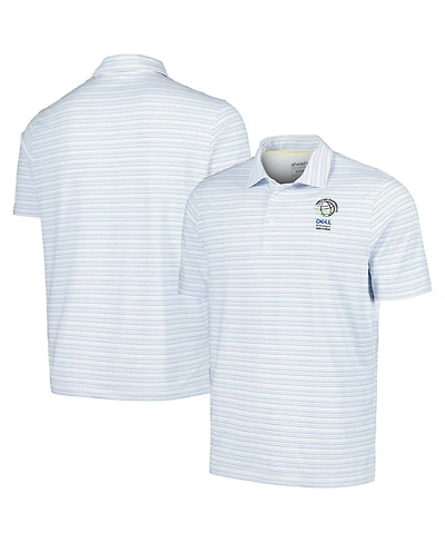 Men's Ahead White Wgc-Dell Technologies Match Play Islander Feed Striped Polo Shirt