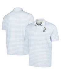 Men's Ahead White Wgc-Dell Technologies Match Play Islander Feed Striped Polo Shirt