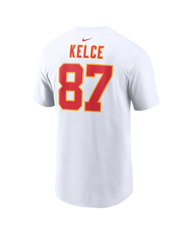 Men's Nike Travis Kelce White Kansas City Chiefs Super Bowl Lviii Patch Player Name and Number T-shirt