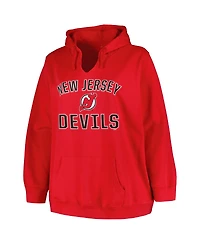 Women's Profile Red New Jersey Devils Plus Arch Over Logo Pullover Hoodie