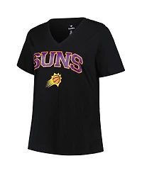 Women's Profile Black Phoenix Suns Plus Size Arch Over Logo V-Neck T-shirt