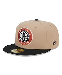 Men's New Era Tan, Black Burnt Orange Logo 2-Tone 59FIFTY Fitted Hat