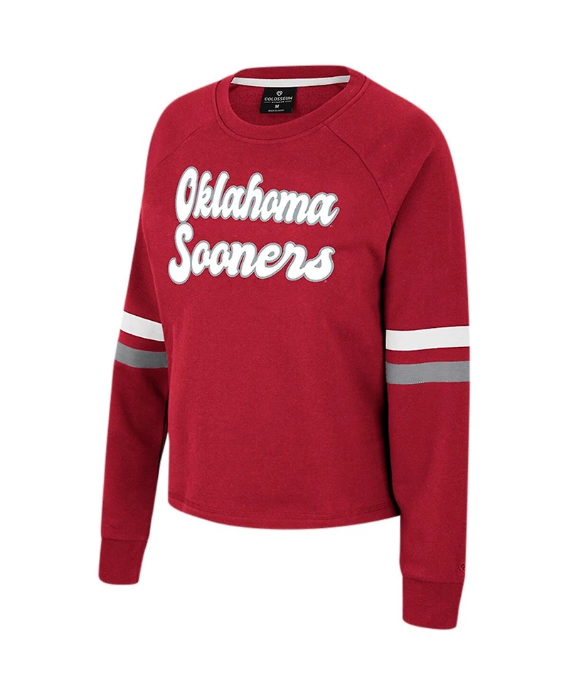 Women's Colosseum Crimson Oklahoma Sooners Talent Competition Raglan Pullover Sweatshirt
