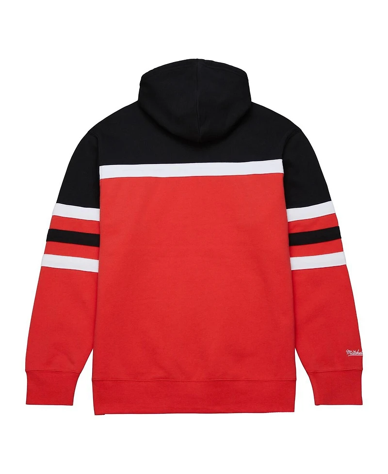 Men's Mitchell & Ness Red, Black Carolina Hurricanes Head Coach Pullover Hoodie