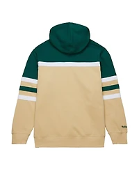 Men's Mitchell & Ness Cream, Green Minnesota Wild Head Coach Pullover Hoodie