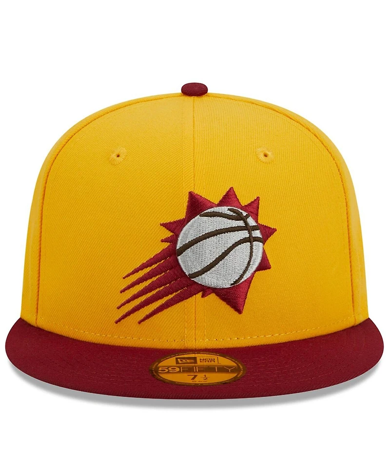 Men's New Era Yellow, Red Phoenix Suns Fall Leaves 2-Tone 59FIFTY Fitted Hat