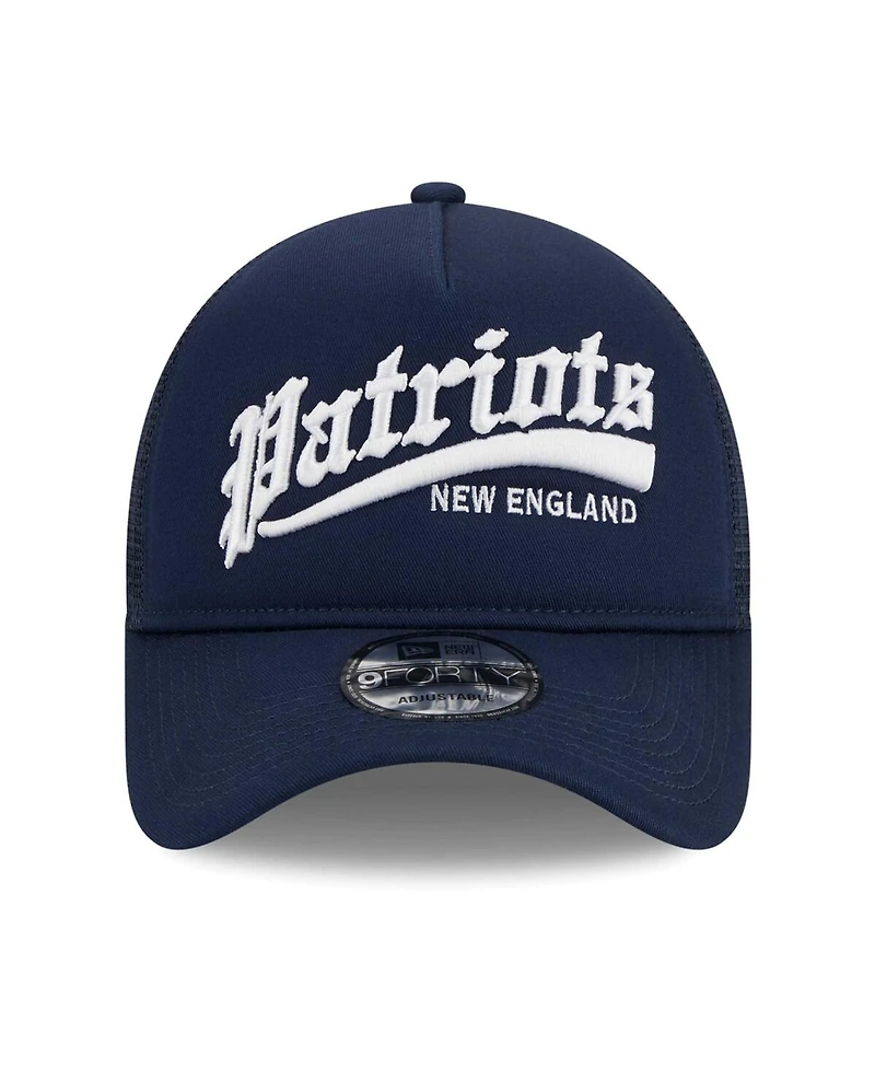 Men's New Era Navy New England Patriots Caliber Trucker 9FORTY Adjustable Hat