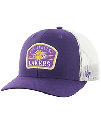 Men's '47 Brand Purple Los Angeles Lakers Semi Patch Trucker Adjustable Hat