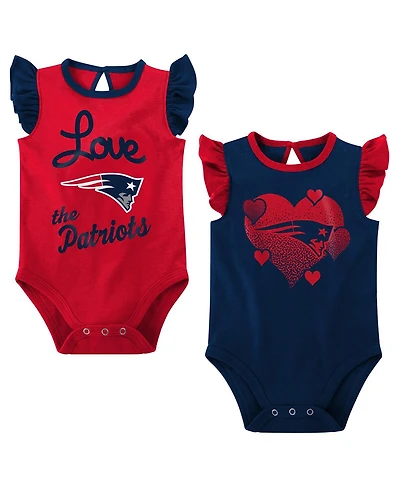 Baby Girls Navy, Red New England Patriots Spread the Love 2-Pack Bodysuit Set