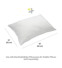 Breathable Baby Cotton Percale Toddler Pillow, 13" x 18" (2-Pack)