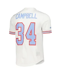 Men's Mitchell & Ness Earl Campbell White Houston Oilers Gridiron Classics Retired Player Name and Number Mesh Top