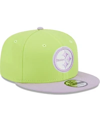 Men's New Era Neon Green, Lavender Pittsburgh Steelers Two-Tone Color Pack 9FIFTY Snapback Hat
