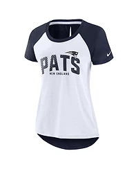Women's Nike White, Navy New England Patriots Back Slit Lightweight Fashion T-shirt