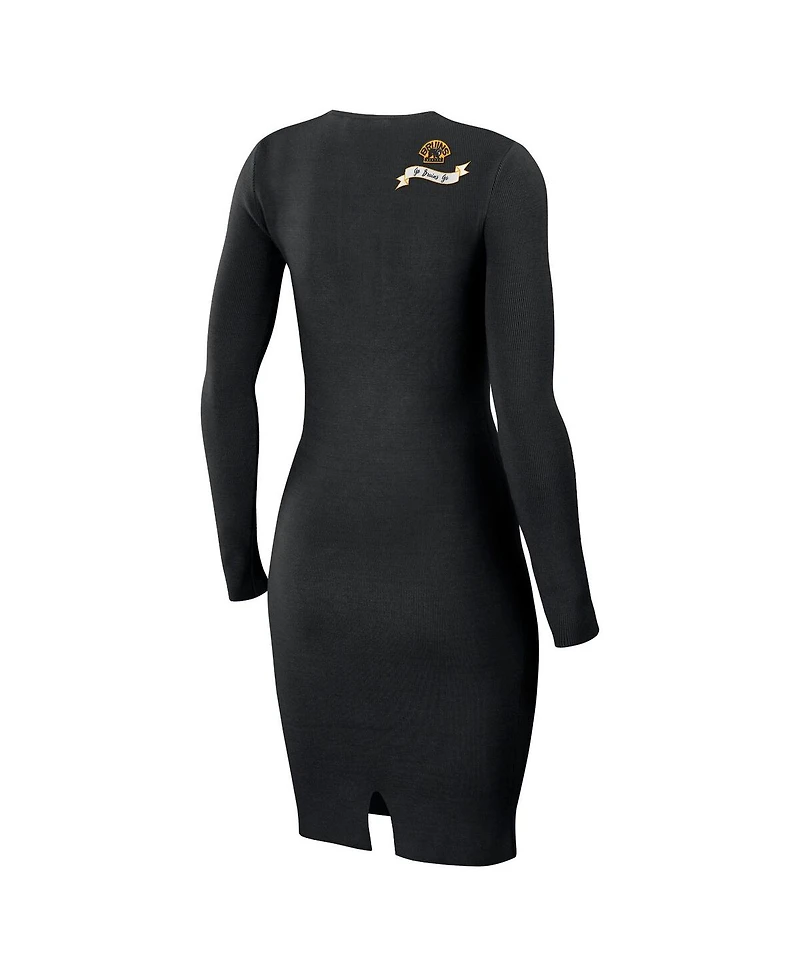 Women's Wear by Erin Andrews Black Boston Bruins Lace-Up Dress